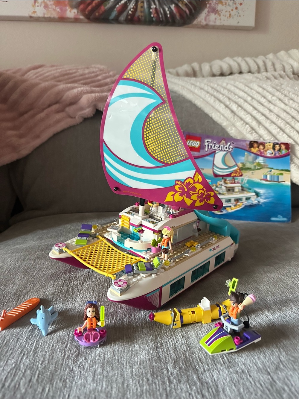 LEGO Friends 41317 Sunshine Catamaran Sailboat Retired Playset with Figures